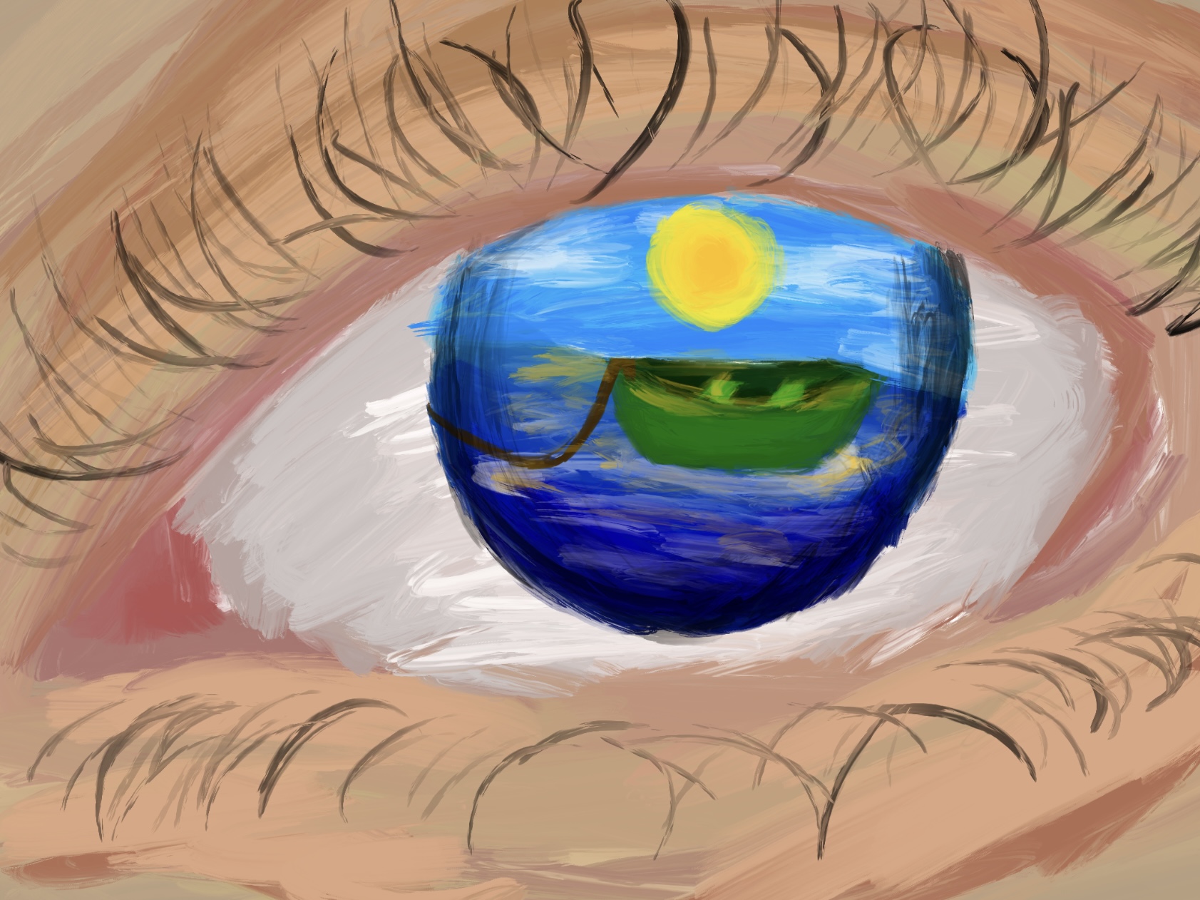 Digital simulação de pintura óleo reflexo da visão