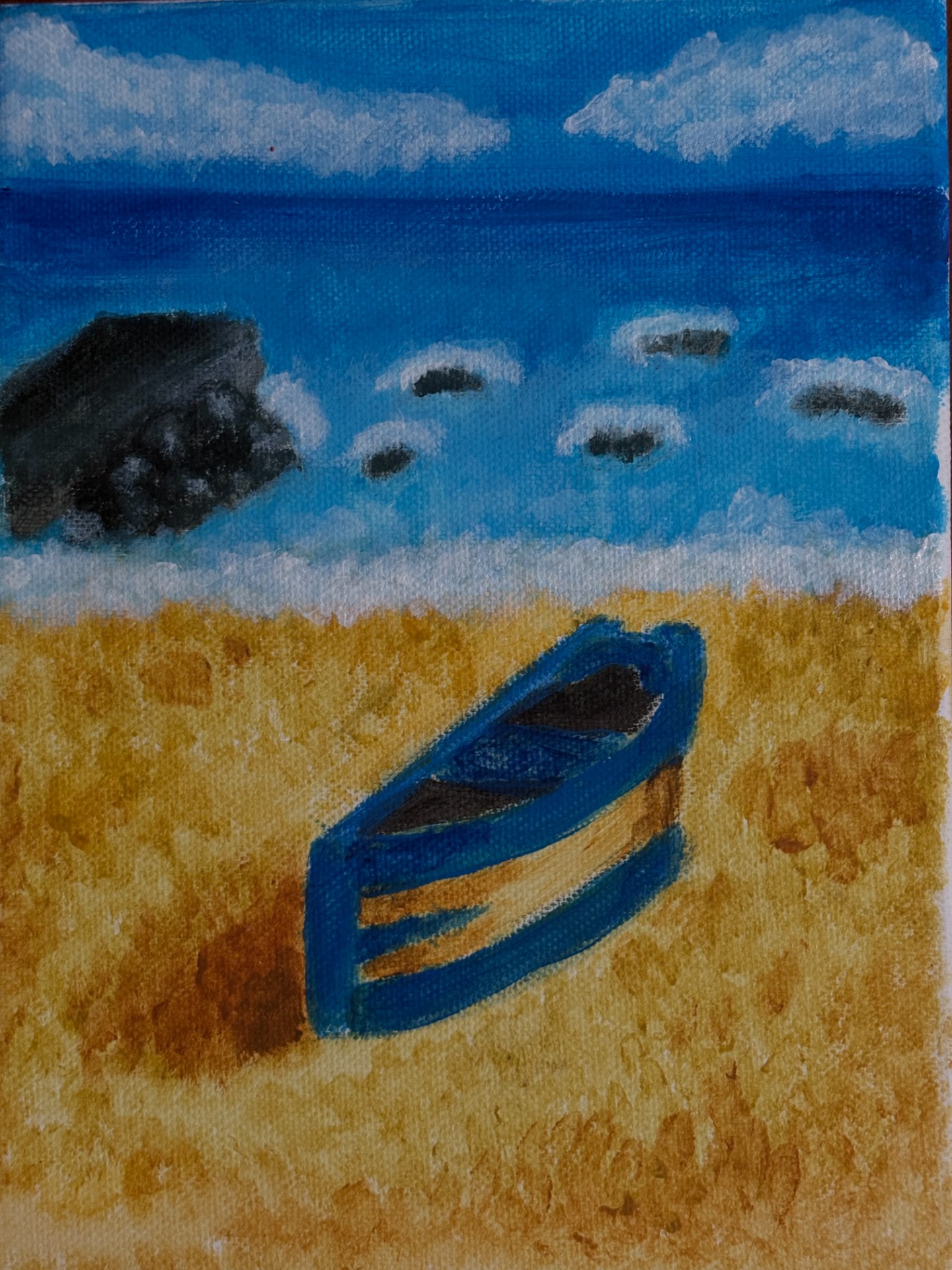 Quadro pintura acrílica praia