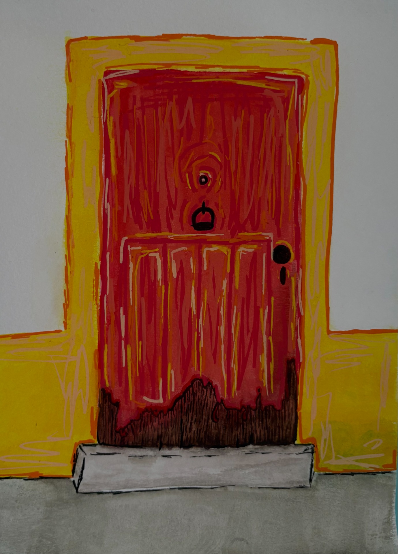 Mistura Aquarela e Posca porta portuguesa
